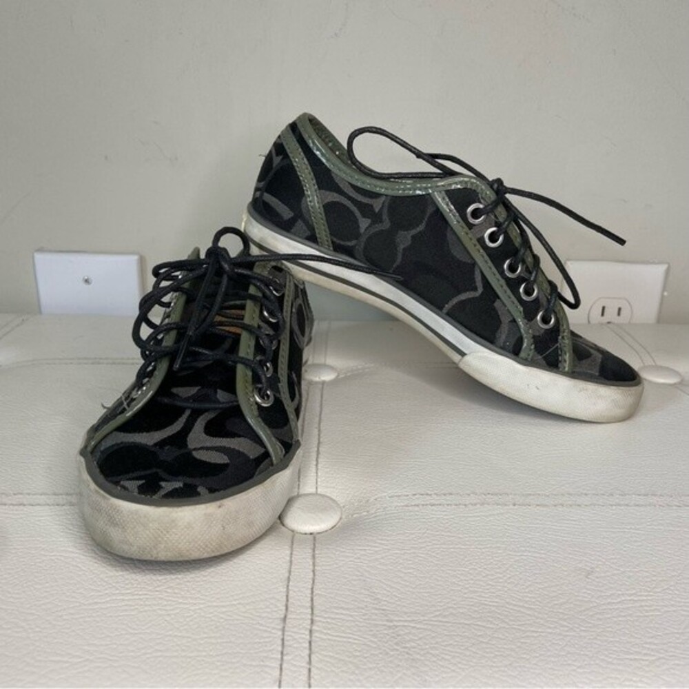 Coach Black Canvas Monogram Sneakers Size 5